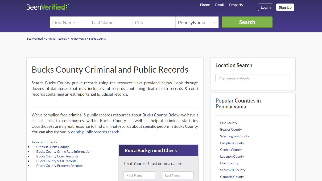 Bucks County Arrest Records in PA - Court & Criminal Records - BeenVerified